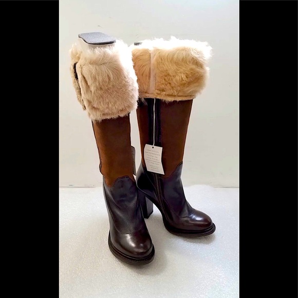 UGG Shoes - Sold!UGG Collection Brown Leather & Lamb Wool Aldabella High Heel Boots Size 7.5